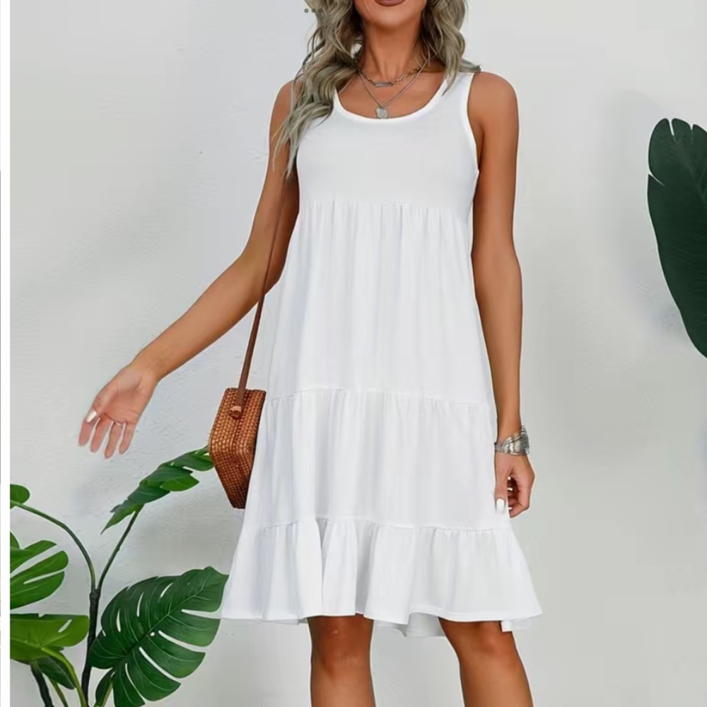 NWT White Ruched Tank Dress~XXL